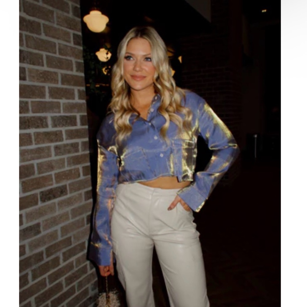 Stylish Blue and Gold Women's Blouse